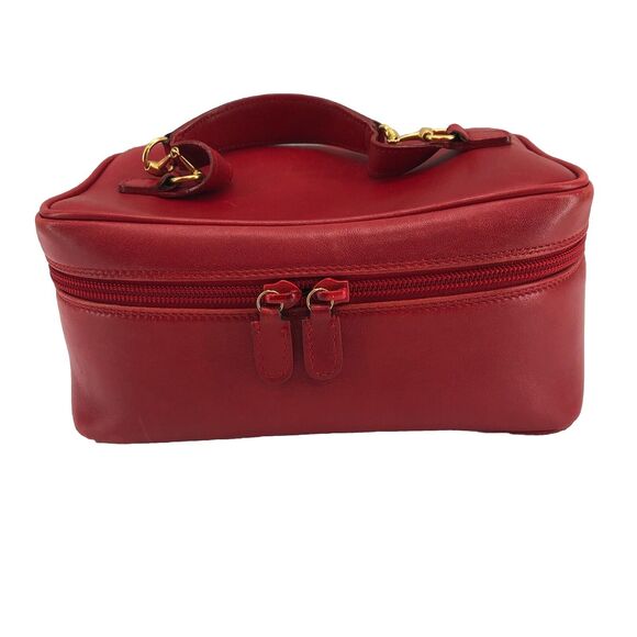 GUCCI Horsebit Vanity Bag Pouch Makeup Box Leather Red - Picture 1 of 13